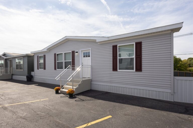 light gray exterior on a sectional home